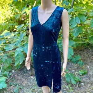 Teal velvet midi dress m